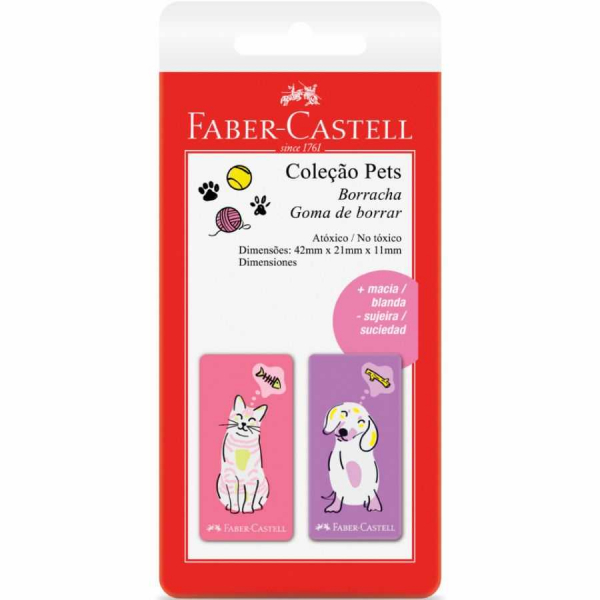 Borracha Plástica Pets Rosa e Roxo Faber Castell c 2 Unid SM 7024PETRR