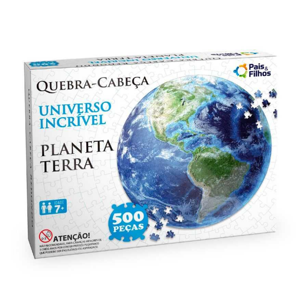 Quebra Cabeça Cartonado 500 Peças Redondo Planeta Terra Pais e Filhos