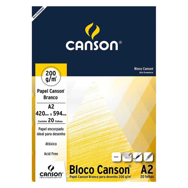 Bloco para Desenho A4 Vegetal 60g c/ 50 Fls - Canson na Papelaria Art Nova