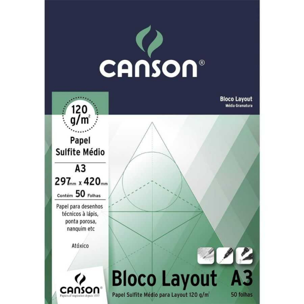 Bloco para Desenho A4 Vegetal 60g c/ 50 Fls - Canson na Papelaria Art Nova