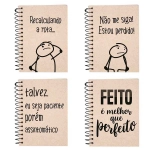 Caderno Espiral 1/4 (pequeno) Capa Flexível 96 Fls Frases Kit 