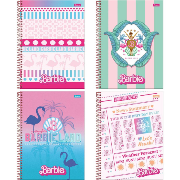 Caderno universitário capa dura, 10x1 160 folhas, Barbie Premium, 2333260,  Spiral Brb - PT 1 UN - Escolar - Kalunga