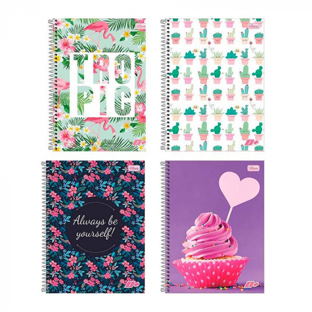 Caderno Espiral Univ Capa Dura 10 Matérias 200 Fls D Feminino Tilibra Na Papelaria Art Nova 2048