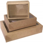 Caixa para Presente com Visor Retangular 26 x 19 x 7,5cm Kraft Natural Cristina