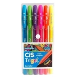 Caneta Gel Cis Trigel Triangular Neon 1.0mm estojo c/6 Cores 