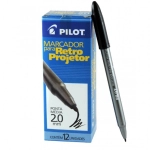 Pincel Marcador Permanente Retroprojetor 2.0mm Pilot cx 12 Unid - Preto