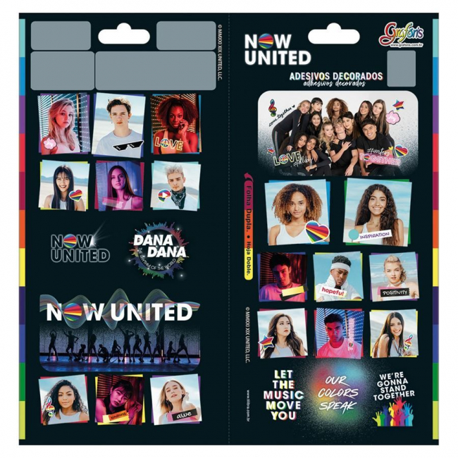 Cartela de Adesivo Duplo Now United Tilibra 322695 na Papelaria Art Nova