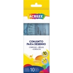 Conjunto para Desenho Escolar 10 Pçs Azul Acrilex 11721