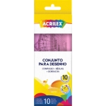 Conjunto para Desenho Escolar 10 Pçs Rosa Acrilex 11720