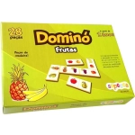 Dominó Didático Madeira 28 Peças MDF  Frutas Sopecca DM102