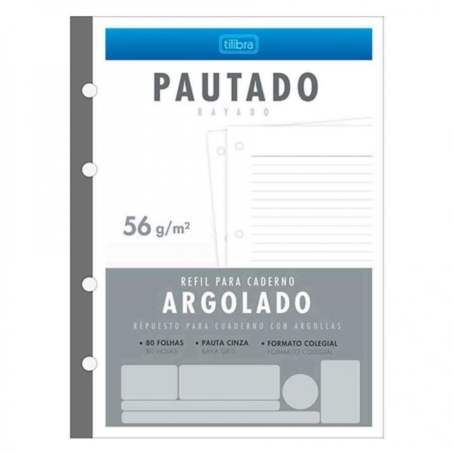 Folha Para Fichário Colegial Pequeno Pautado 80 Fls 56g Tilibra Na Papelaria Art Nova 3373