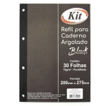 Folha para Fichário Universitário Pontilhado 30 Fls 75g Preta Kit 662112