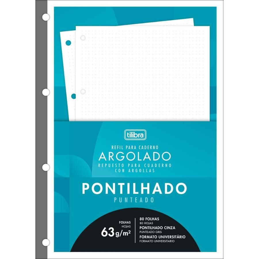 Folha Para Fichário Universitário 80 Fls Pontilhado Tilibra Na Papelaria Art Nova 6777