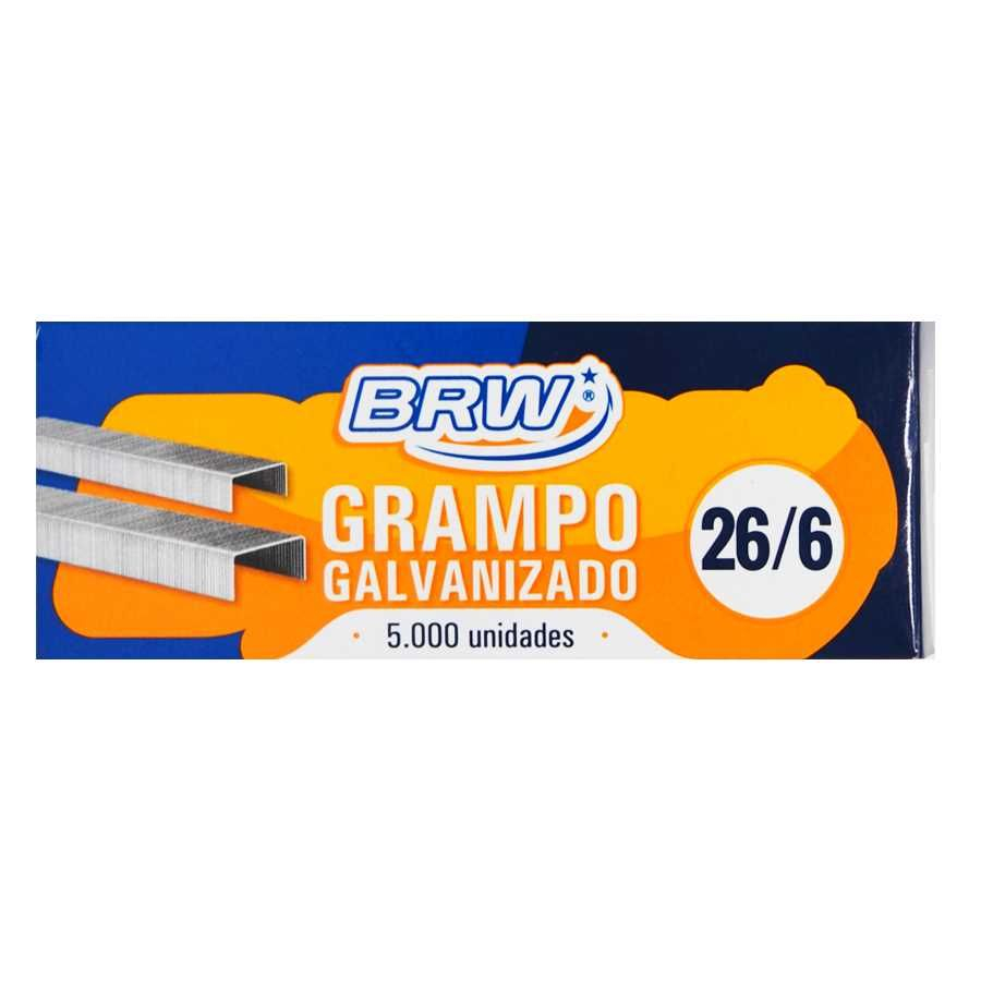 Grampo 26/6 Galvanizado com 5000 unidades - BRW na Papelaria Art Nova