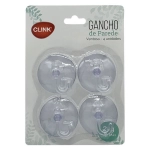 Gancho Parede Ventosa 2 Kg Plástico c/4 Unid Clink CK4066