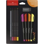 Kit SuperSoft Faber-Castell Lápis de Cor + Caneta Brush + Lápis + Borracha KIT/SSCQUENTES