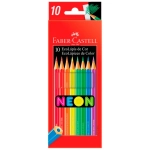 Lápis de Cor 10 Cores Sextavado Neon Faber Castell 120410N