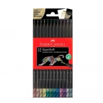 Lápis de Cor SuperSoft 12 Cores Metalica Faber Castell Redondo 120712SOFTMET