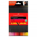 Lápis de Cor SuperSoft 15 Cores Quentes Faber Castell Redondo 120715SOFTCQ