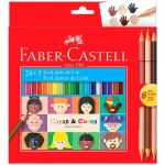 Lápis de Cor 24 Cores Sextavado Faber Castell Caras & Cores + 3 Lápis Tons de Pele 120124CC