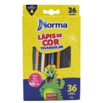 Lápis de Cor 36 Cores Triangular Ponta Grossa 4mm + Apontador Norma 934863