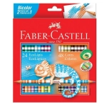 Lápis de Cor 48 Cores Redondo Bicolor Faber Castell 120624G