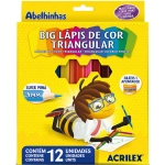 Lápis de Cor Jumbo 12 Cores Triangular Big com Apontador Acrilex 9697