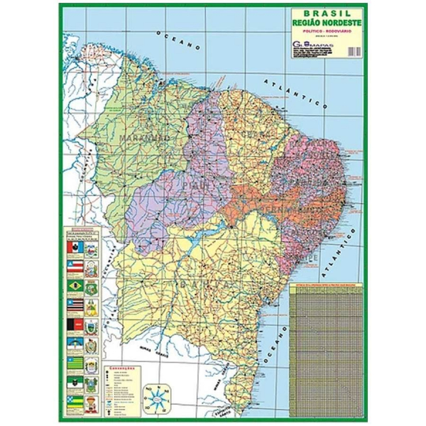 Mapa Político Região Nordeste Do Brasil Glomapas Na Papelaria Art Nova 0007