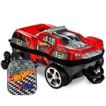 Mochila com Rodas + Lancheira Hot Wheels Dawgzilla Vermelho 3D 2500DM20 Diplomata