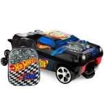 Mochila com Rodas + Lancheira Hot Wheels Night Shifter Preto 3D Diplomata 2500CM20