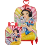 Mochila com Rodas + Lancheira Princesas Branca de Neve 3D Diplomata 3855LM23