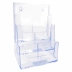 Organizador de Escritório Acrílico Vertical 3 Div. Cristal Maxcril 10170032