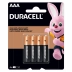 Pilha AAA Palito Alcalina Duracell 1,5V c/4 Unid MN2400 