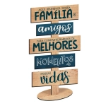 Placa Decorativa de Mesa em MDF 24cm Família Litoarte DPM-007