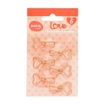 Prendedor de Papel Decorado 25mm Rosé Love Heart cx c/6 Unid Molin 23014