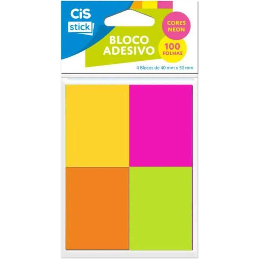 Recado Adesivo 38 x 50mm 3M Post-it 653 4 Blocos c/50 Folhas - Neon 4 Cores  Tropical na Papelaria Art Nova