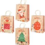 Sacola de Papel para Presente Kraft Natural 27 x 21 x 11cm Feliz Natal Sortida VMP