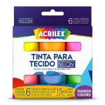 Tinta para Tecido 15ml c/6 cores Neon Acrilex 04006